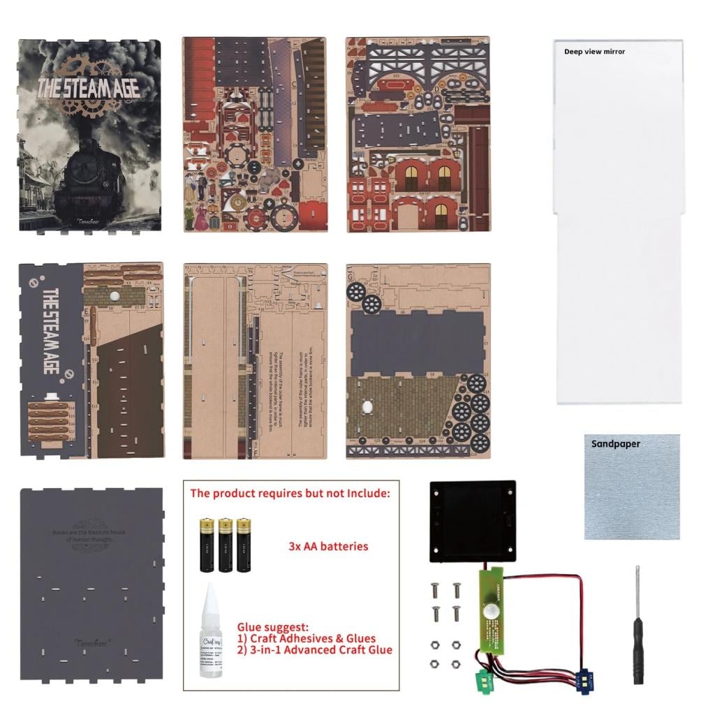 BOOK NOOK KIT - DIY The Steam Age - 164pcs + LED Light