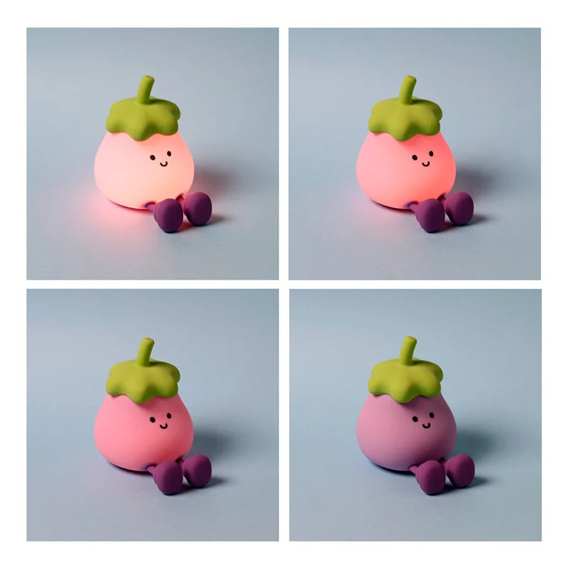 Kawaii LED-Nachtlicht Aubergine (13 cm)